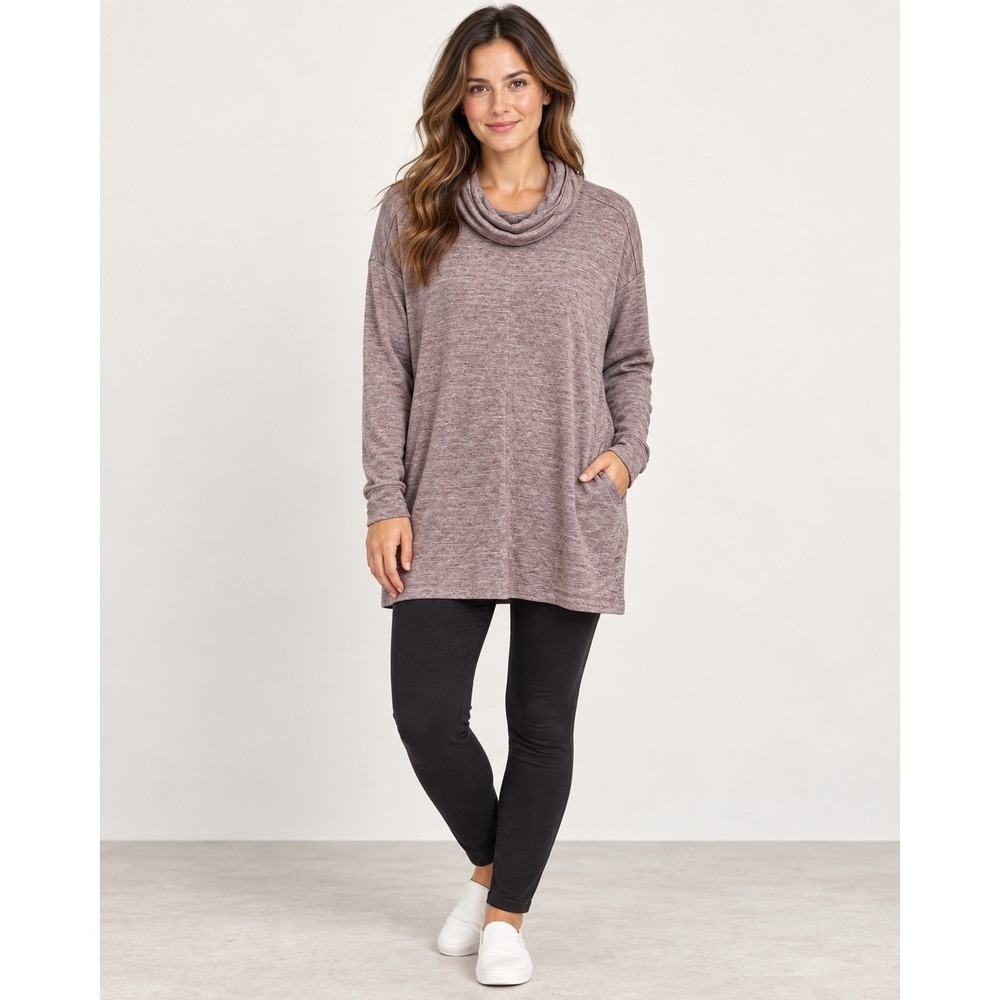 Pure Jill oversized Cowl Neck Lagenlook minimalist Fall Sweater with pockets SM